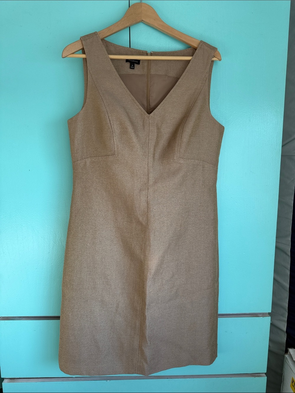 Ann Taylor subtle gold V-Neck Sleeveless Midi Dress